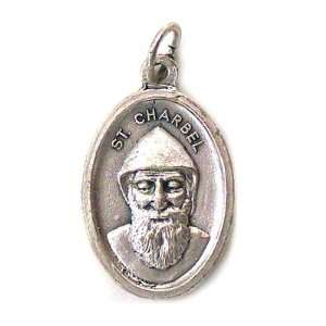  St. Charbel Medal   Silvertone 100 Pack Jewelry