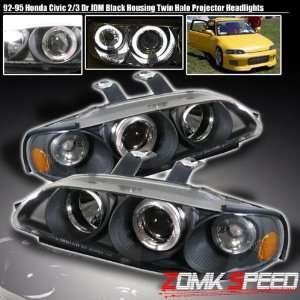  92 95 Honda Civic 2/3Dr Halo Black Projector Headlights 