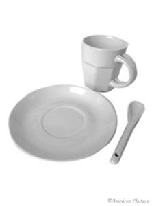 Ceramic Espresso Demitasse Cups w/ Spoons & Saucers  