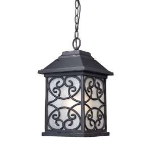 Spanish Mission 1 Light Outdoor Pendant in Weathered Charcoal W9 H 