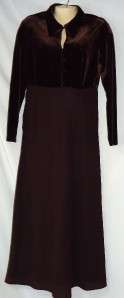 Womens CDC Brown Long Formal Dress Velvet Bodice Size 12  