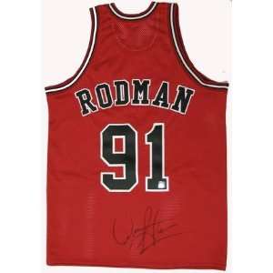  Dennis Rodman Signed Authentic Bulls Red Jersey Sports 