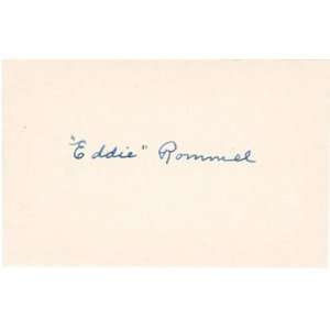  Edwin Rommel Autographed 3x5 Card