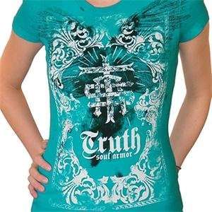  Truth Soul Armor Womens Vignette T Shirt   Large/Aqua 