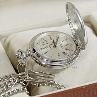 Unique Silver Dual Open Cover Mechanical Pocket Watch Hand Winding New 
