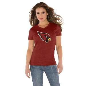 Arizona Cardinals Red Womens Primary Logo Tri Blend V Neck T Shirt 