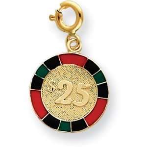  Roulette Chips Enamel Charm, 14K Yellow Gold Jewelry