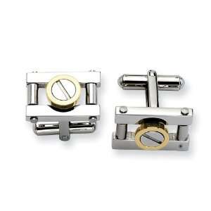  Chisel Stainless Steel with Gold IPG Cuff Links Chisel Jewelry