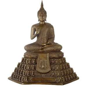  Large Buddha with 108 worshippers throne