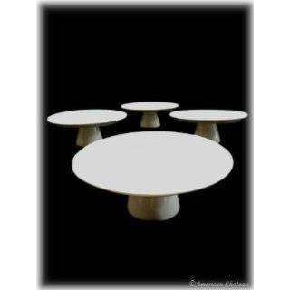 Set of 4 Porcelain White Cupcake Cup Cake Plates Stands