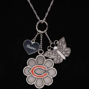  Chicago Bears Youth Girls Silvertone Heart Butterfly 