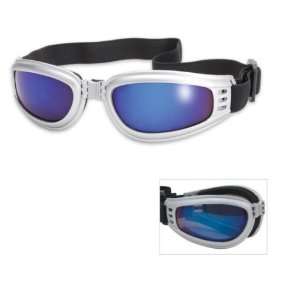 Nomad Silver Frame Blue Mirror Folding Sports Goggles 