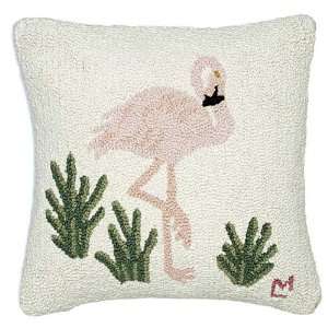 Chandler 4Corners 100% New Zealand Hooked Wool Flamingo Pillow 18 x 