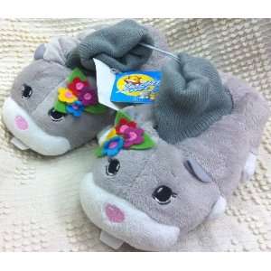  Zhu Zhuzhu Pets Gray Plush Soft Comfy Kids Size 9 10 Slippers Shoes 