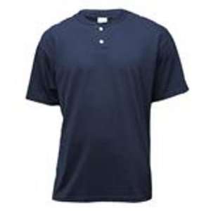  Soffe Adult Navy Midweight Cotton/Poly Henley XLARGE 