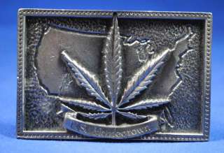 Vtg Belt Buckle US Homegrown Marijuana Weed Pot Leaf  
