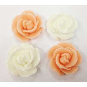   White & Pink Rose Cabochons Flat Back Resin Ci5 Arts, Crafts & Sewing