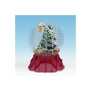  POP UP SNOW GLOBE CHRISTMAS CARD   SGS10   DOGS TRIMMING 