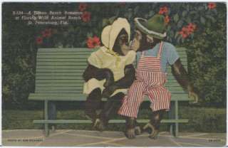 PZan St Petersburg FL Animal Ranch Chimps Kissing 1949  