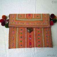 Hmong Embroidered Handbag Shoulder Bag Purse Hill Tribe Vintage Fabric 