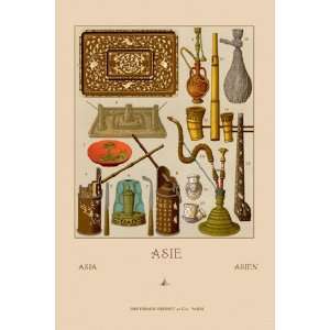 Asian Smoking Implements by Auguste Racinet 12x18  Kitchen 
