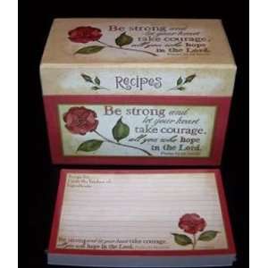 Red Flower Scripture Recipe Box with Matching Recipe Cards  