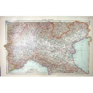  ITALY NORTH ANTIQUE MAP c1897 TURIN NOVARA MILAN VERONA BERGAMO 