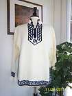 Vintage 60s 70s Carol Brent Blue White Pullover Tunic