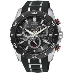 Limited Edition Citizen Mens Eco Drive Chrono Black Dial Watch AT4025 