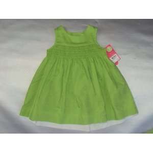   Girls 2 piece Sleeveless Cotton Dress Set Green Eyelet 6 Months Baby