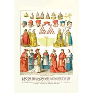 French Clergy Headwear and Vestments 16X24 Giclee Paper  