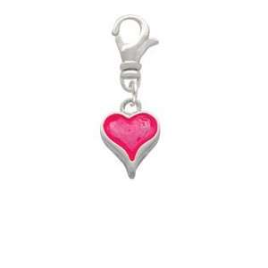  Small Long Hot Pink Heart Clip On Charm Arts, Crafts 