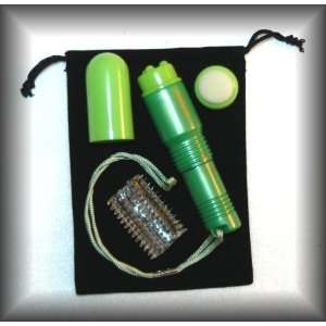 MINI MITE Massager 4 Inch GREEN with BLACK Velveteen Drawstring Pouch 