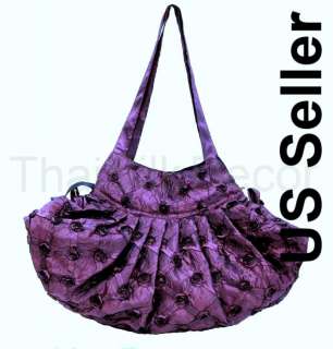 Hippie Cinched Hobo Rosette Lattice Bag Purse Purple  