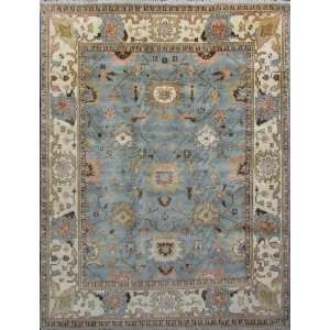  Blue 9 X 12 Hand Knotted Turkish Oushak Wool Rug H1546 