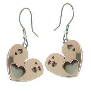  Two Tone Stainless Steel Italian Heart Hook Earrings 
