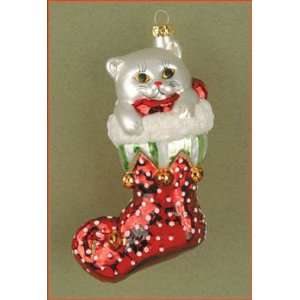  Margaret Cobane Glass Ornament   Jingle Bell Kitty White w 