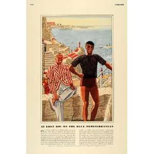  1936 Print Eden Roc Swimming Hole Mediterranean Riviera 