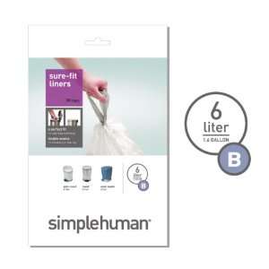  simplehuman Trash Can Liner B, 6 Liters/1.6 Gallons, 30 
