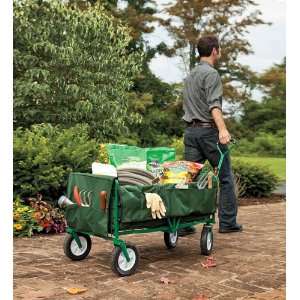  Folding Steel Garden Wagon With Canvas Liner Patio, Lawn 