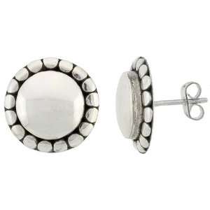  Silver Oxidized Round shaped Earrings, 11/16 (17mm) tall Jewelry