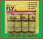 Lot 12 Rolls Fly Tape Ribbon Catch Flies Control No Bait Poisons Vapor 