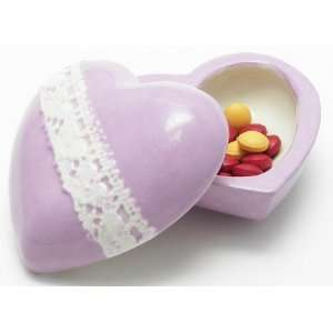  Ceramic Heart Pill Box, Lavender