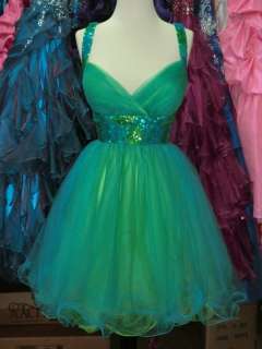 Sexy Short Prom Homecoming Dress Turquoise & Lime Size 6 NWT  