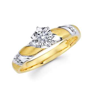 14k Yellow Gold Diamond Engagement Wedding Two Ring Set  
