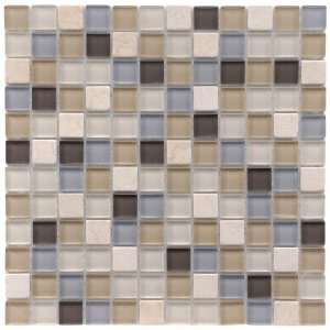 Sierra Square River 11 3/4 x 11 3/4 Inch Glass and Stone Mosaic Wall 