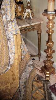   ANTIQUE GOLD METALLIC SILK LACE TABLE BED COVER THROW MUST SEE  