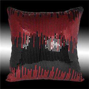 2X RARE SHINY RED BLACK SEQUINS CUSHION COVERS DECORATIVE THROW PILLOW 