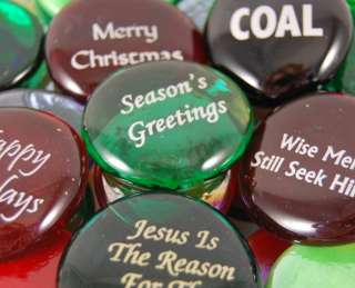 Colored Glass Holiday Imprinted Stones  