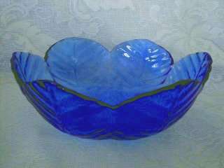 Beautiful Cobalt Blue Glass Scalloped Serving Bowl MINT  